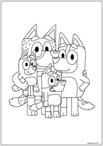 Desenho da família heeler unida para colorir