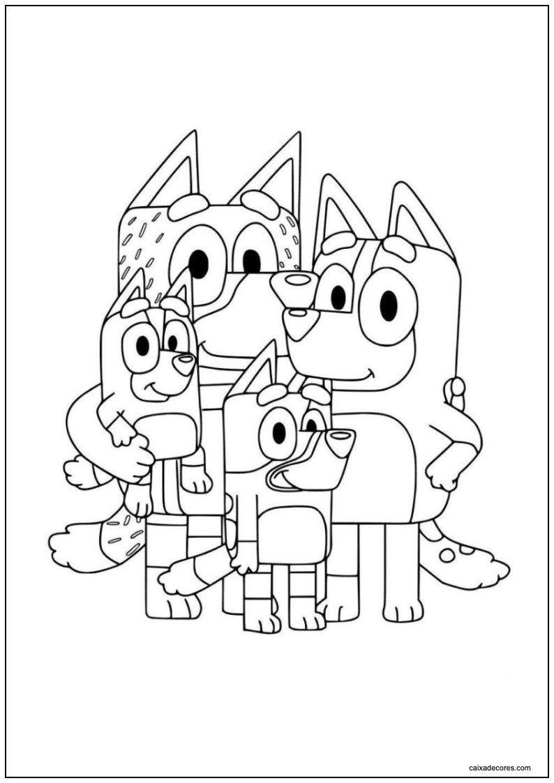 Desenho da família heeler unida para colorir