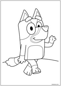 Desenho de bluey acenando para colorir