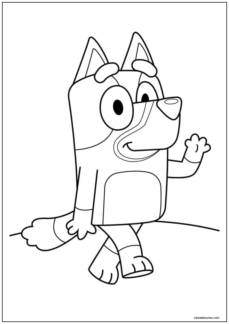 Desenho de bluey acenando para colorir