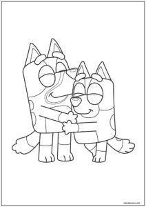 Desenho de bluey e bingo abraçados para imprimir