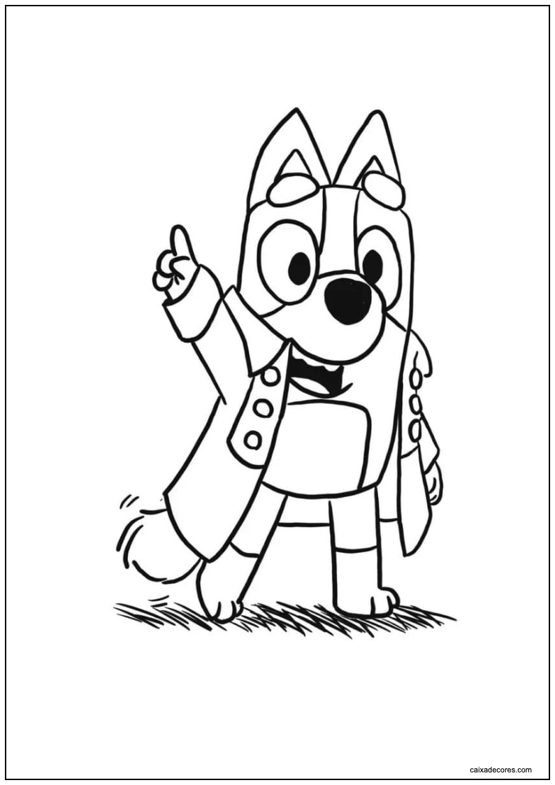Desenho de bluey fantasiado para colorir