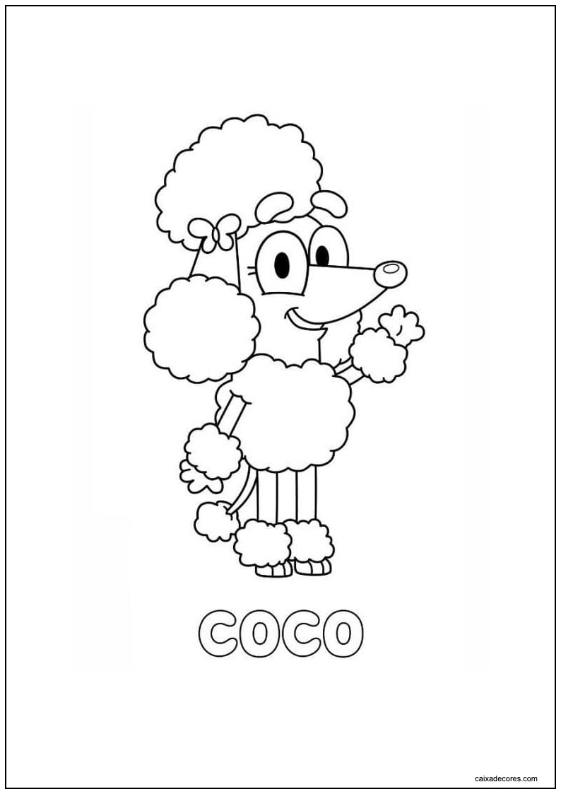 Desenho de coco poodle bluey para imprimir