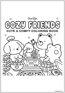 Desenho de cozy friends jogando para colorir
