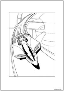 Desenho de hot wheels aero pod em circuito futurista para imprimir