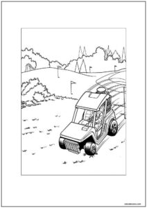 Desenho de hot wheels gage com seu carro de golfe para colorir