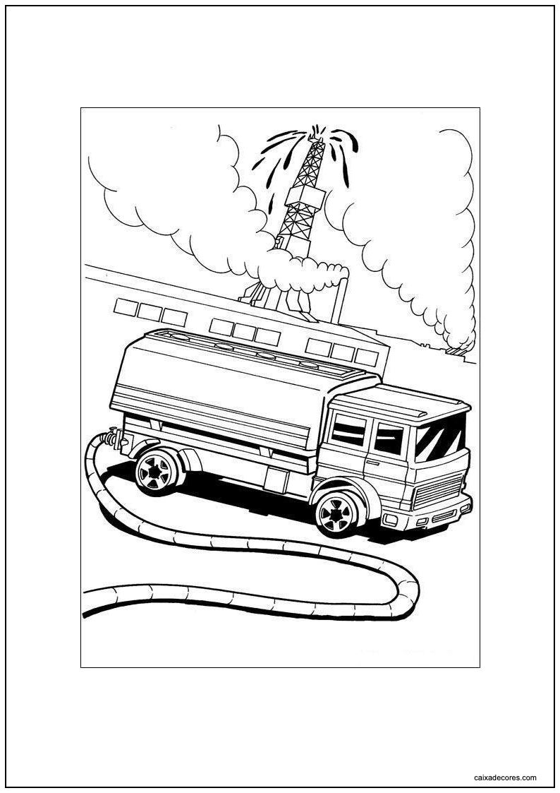 Desenho de hot wheels jack wheeler com seu caminhão cisterna para imprimir