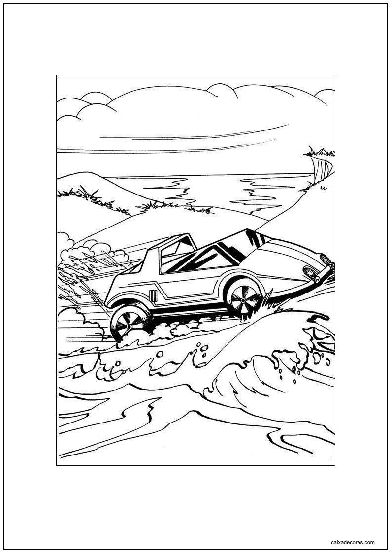 Desenho de hot wheels surf crate na praia para imprimir