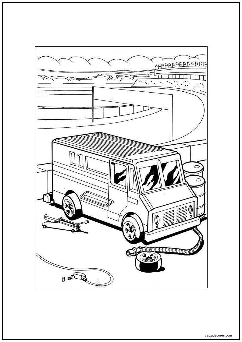 Desenho de hot wheels team hot wheels box van para colorir