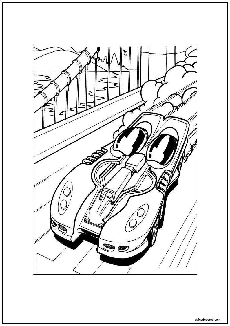 Desenho de hot wheels twin mill correndo na pista para colorir