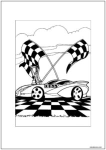 Desenho de hot wheels vert wheeler ganhando a corrida para imprimir