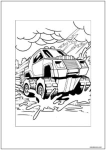 Desenho de hot wheels wyatt com monster truck na lama para colorir