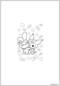 Desenho de kuromi com amiga para colorir