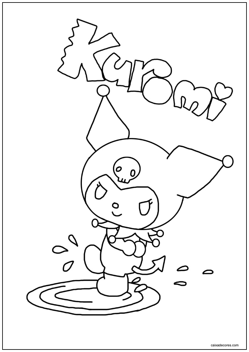 Desenho de kuromi com letras para colorir