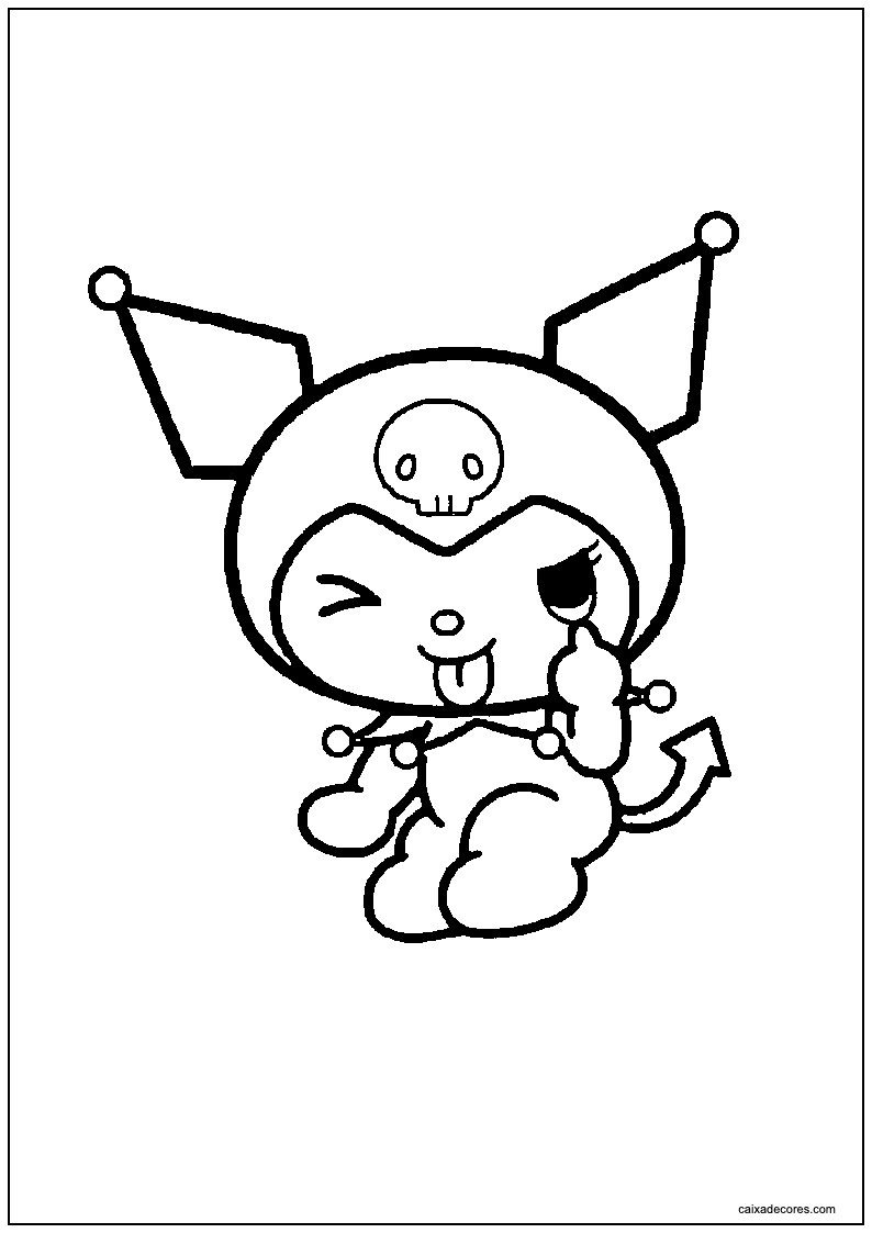 Desenho de kuromi mostrando a língua para imprimir