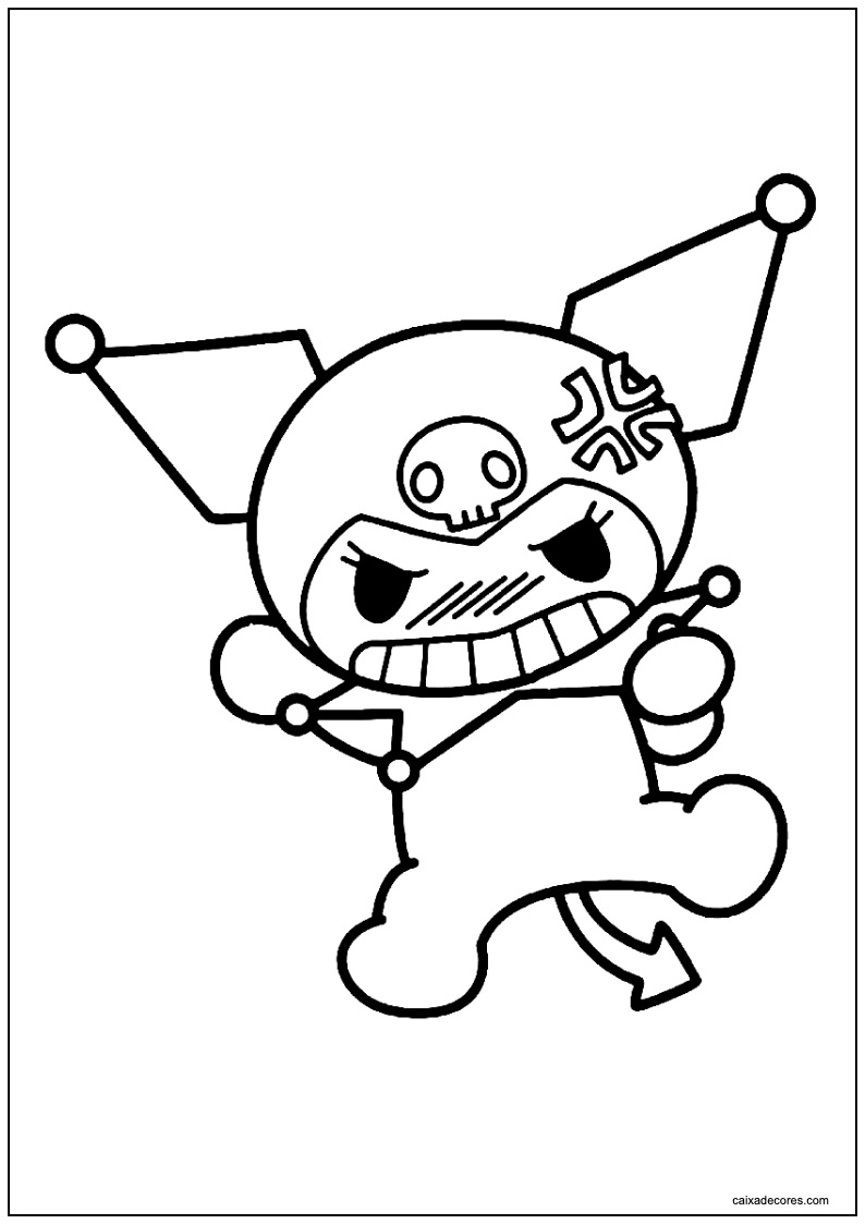 Desenho de kuromi zangada para colorir