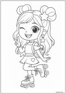 Desenho de luluca com patins para colorir