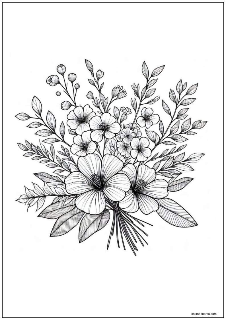 Desenho de flores para imprimir e colorir