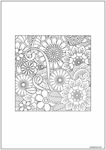 Desenho de mandala com flores para colorir