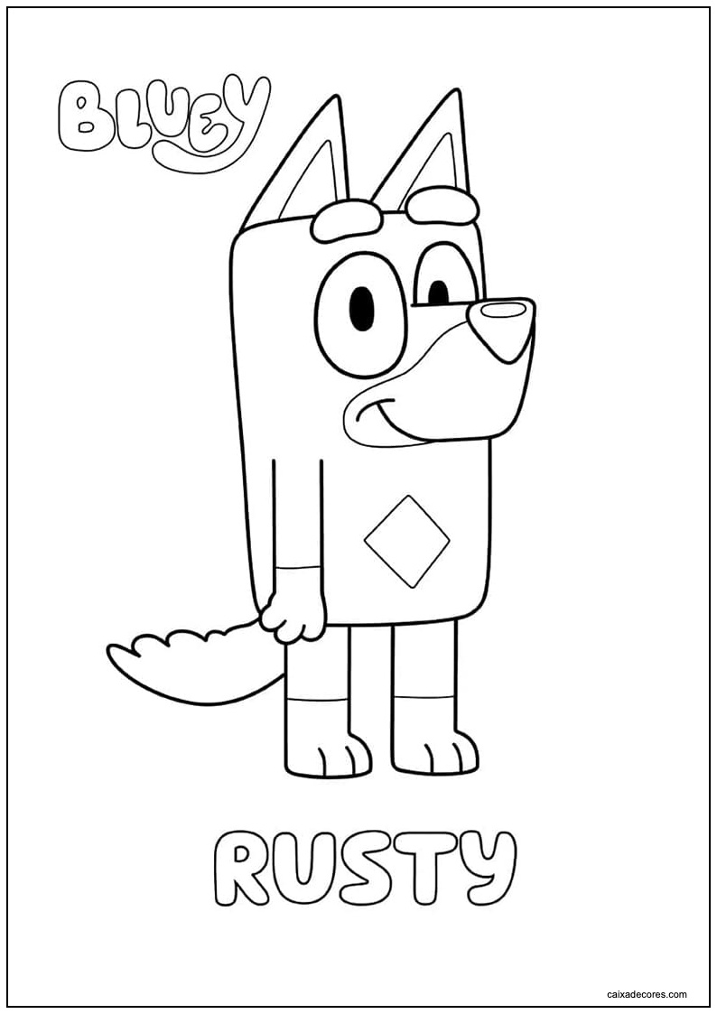 Desenho do ferrugem bluey para colorir