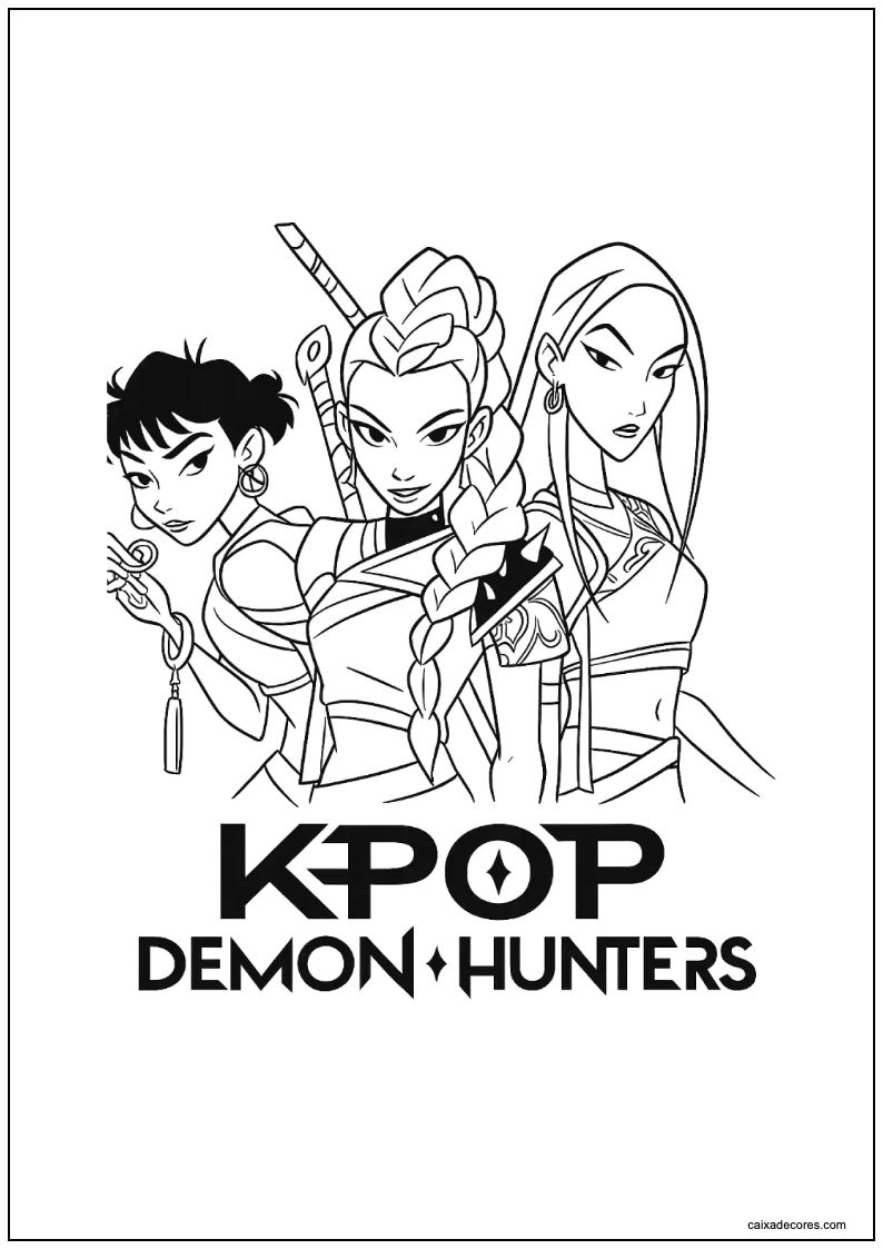 Guerreiras do k pop para colorir