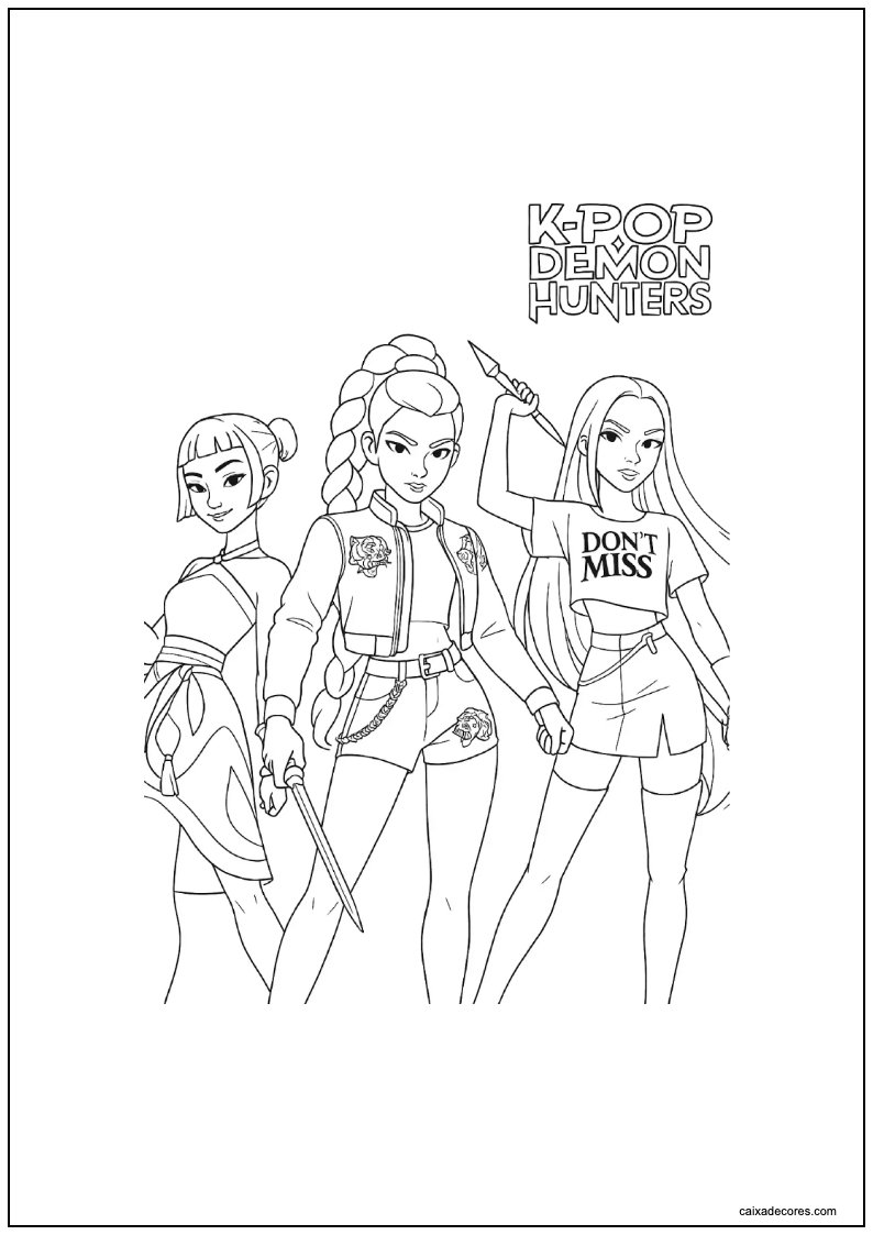 Guerreiras do kpop para colorir e imprimir pdf
