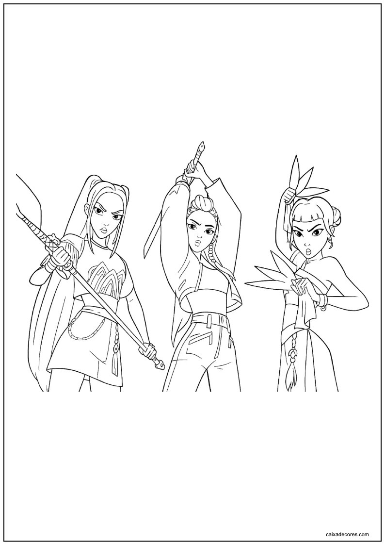 Guerreiras do kpop para colorir pdf