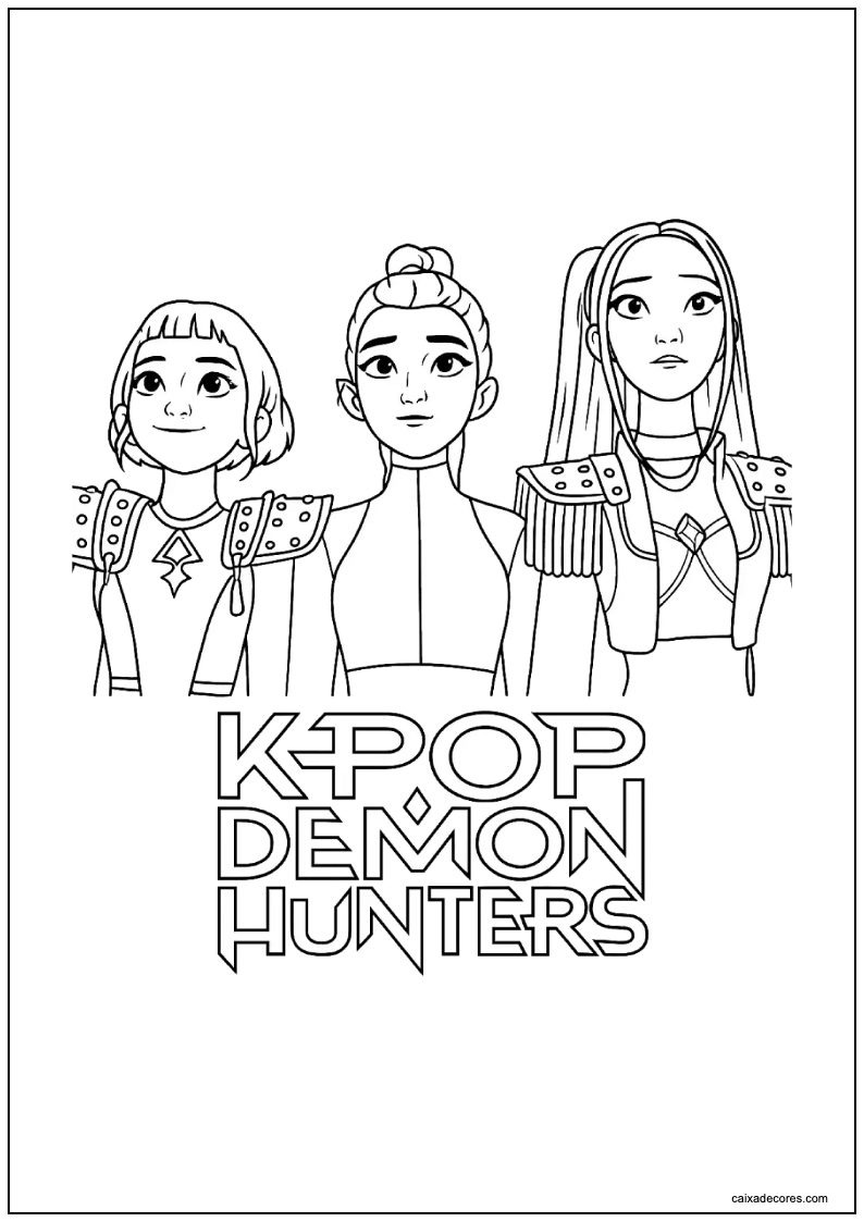 Guerreiras do kpop para imprimir e colorir