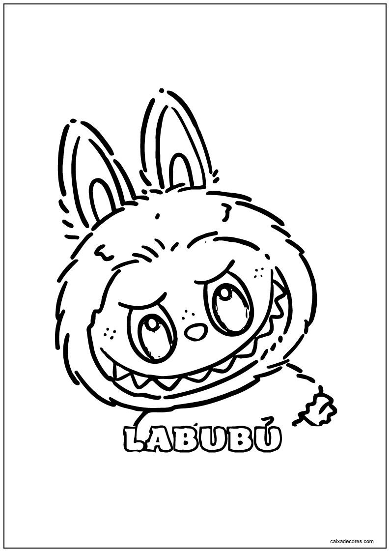 Labubu com texto para colorir