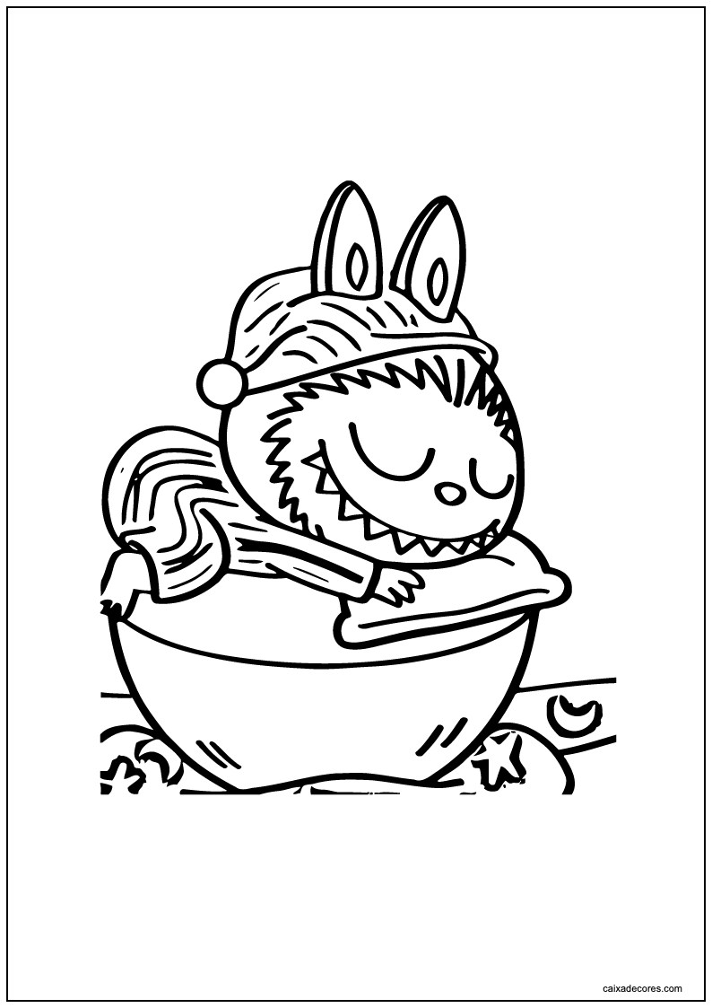 Labubu dormindo para colorir
