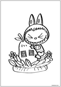 Labubu em casa para colorir