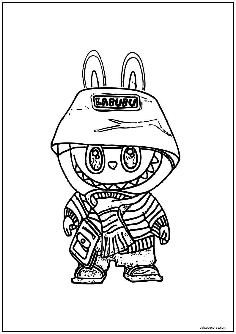 Labubu no inverno para colorir
