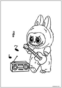 Labubu tocando a guitarra para imprimir