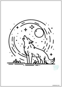 Lobisomem uivando para a lua para colorir
