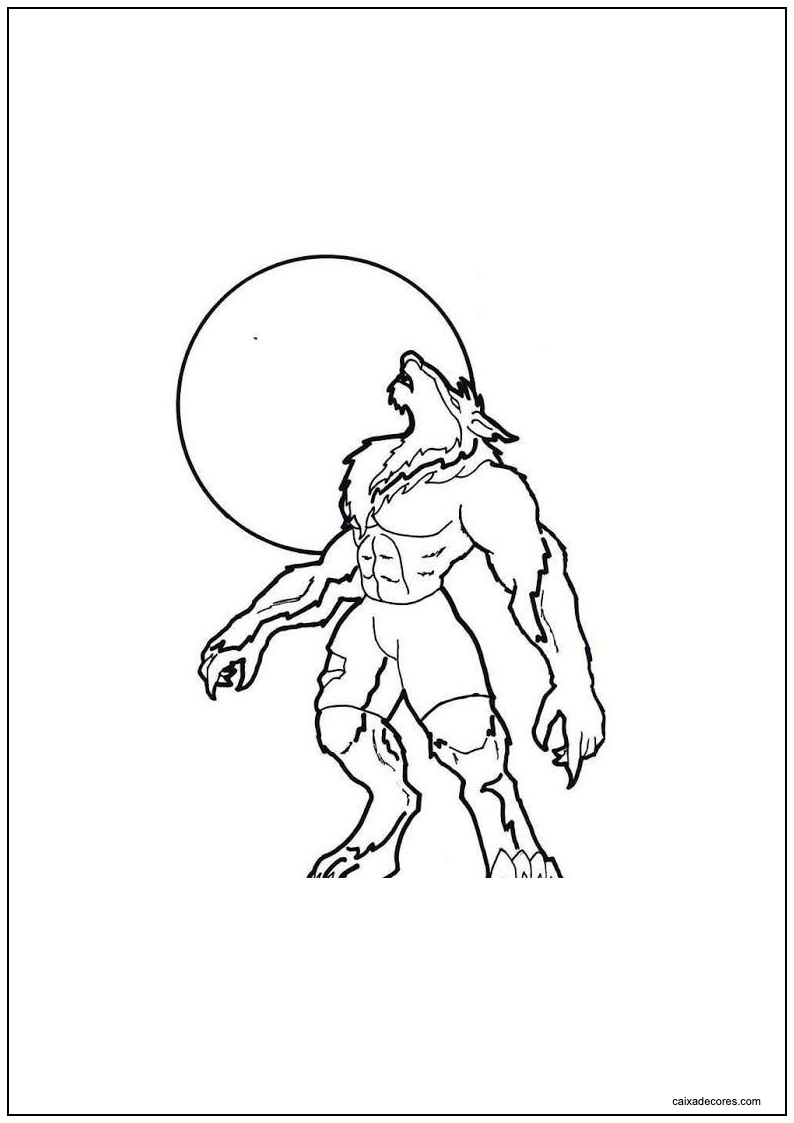 Lobisomem uivando para colorir