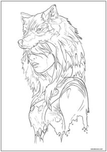 Mulher lobo para colorir