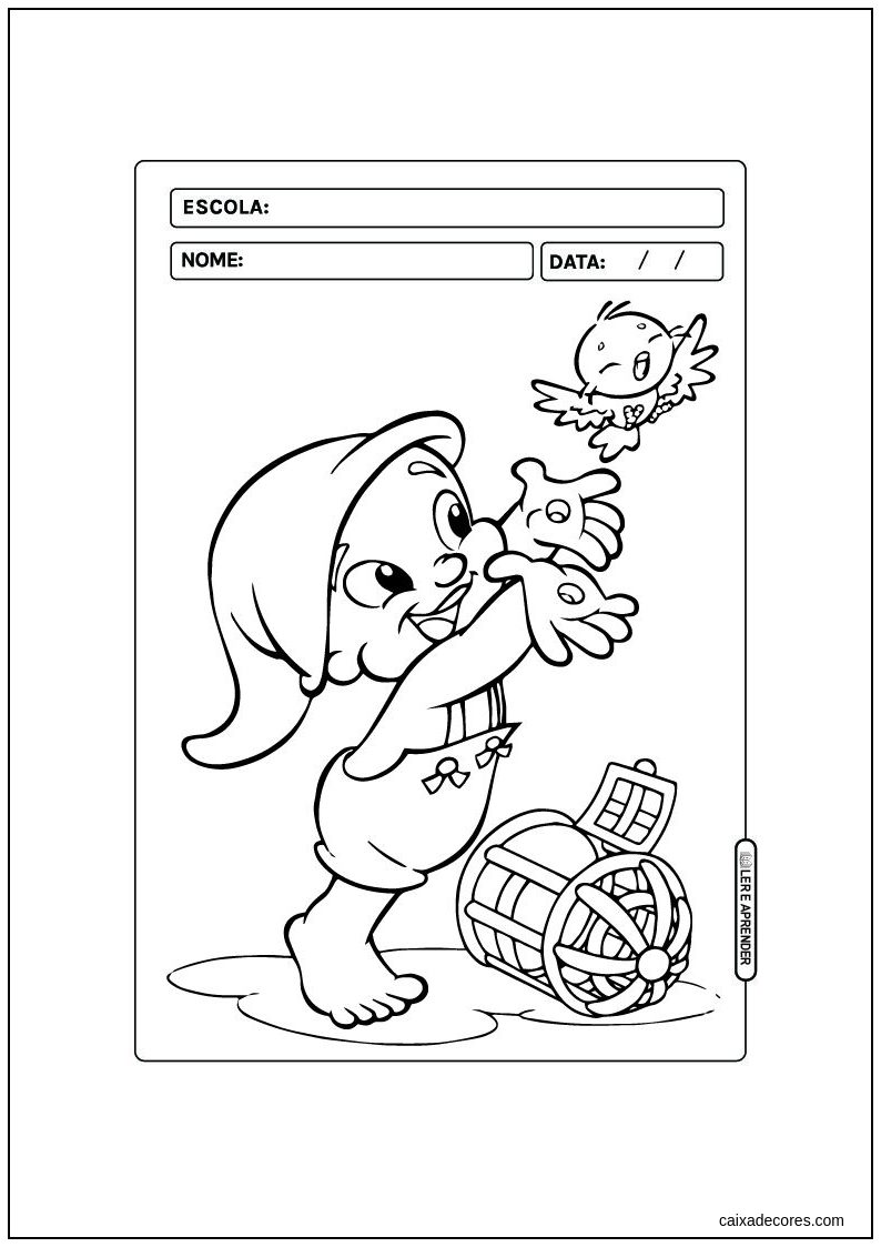 Saci-Pererê para colorir na escola