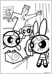 Desenho das meninas superpoderosas zangadas para colorir