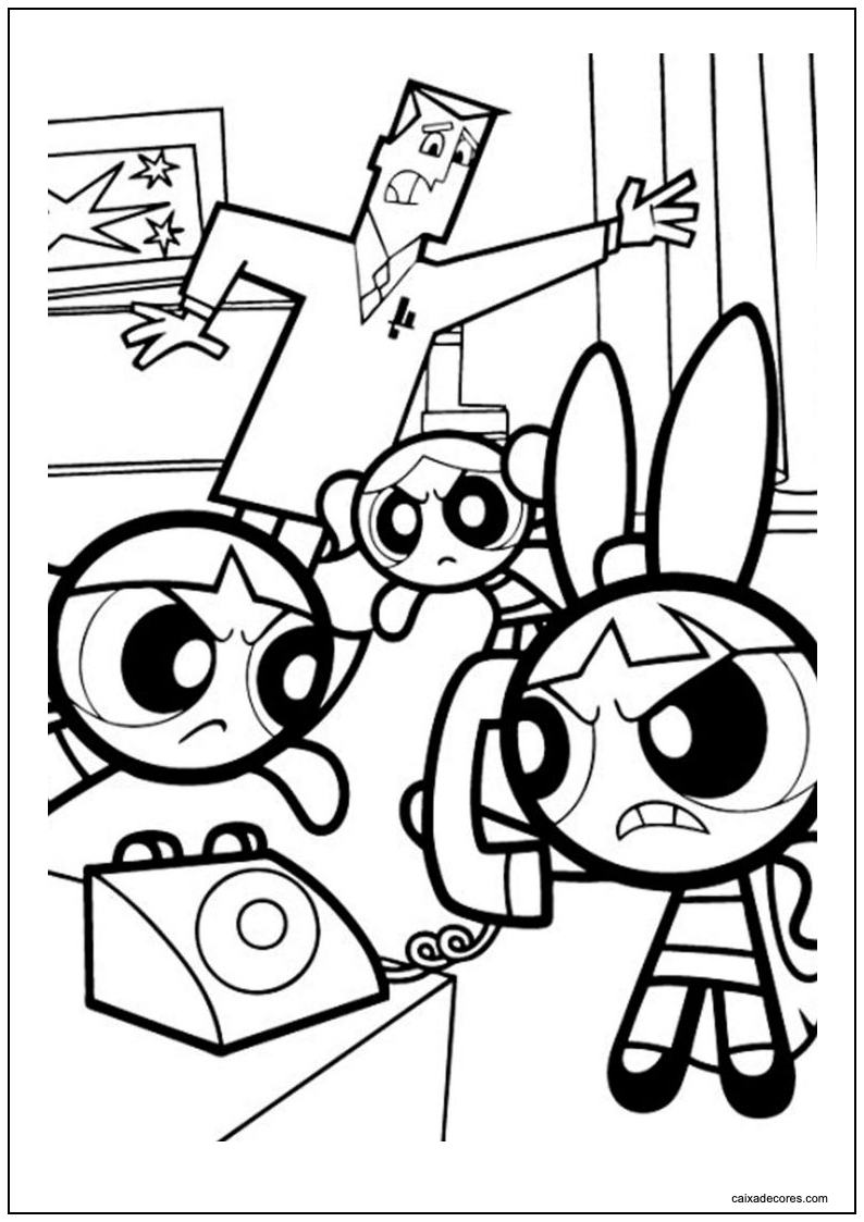 Desenho das meninas superpoderosas zangadas para colorir