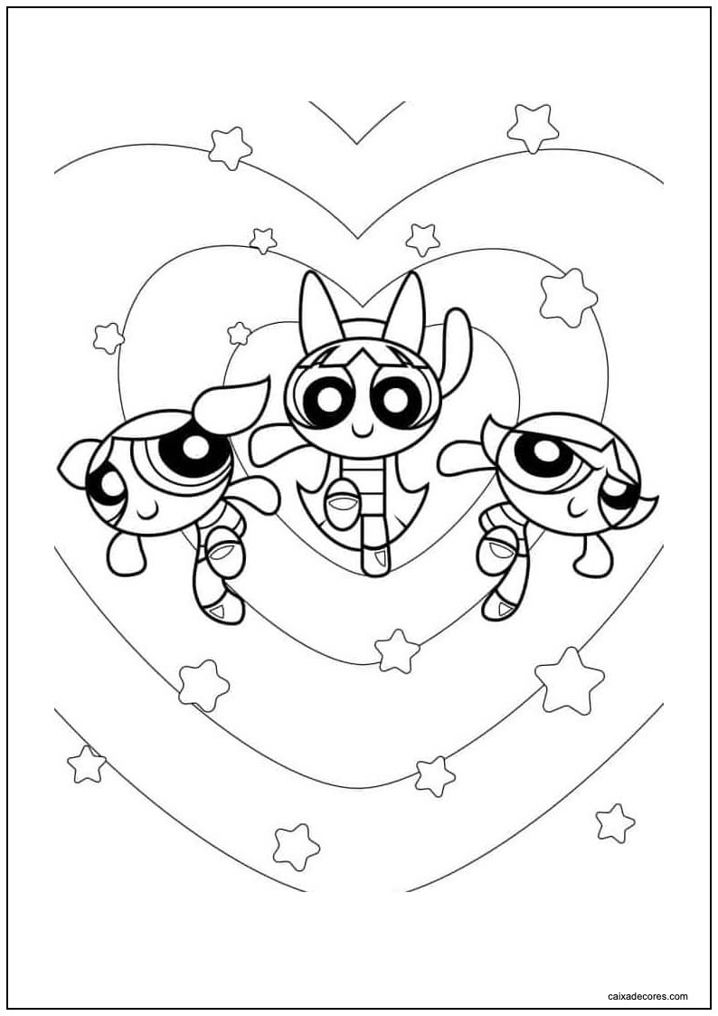 Desenho de as meninas superpoderosas ao poder para colorir