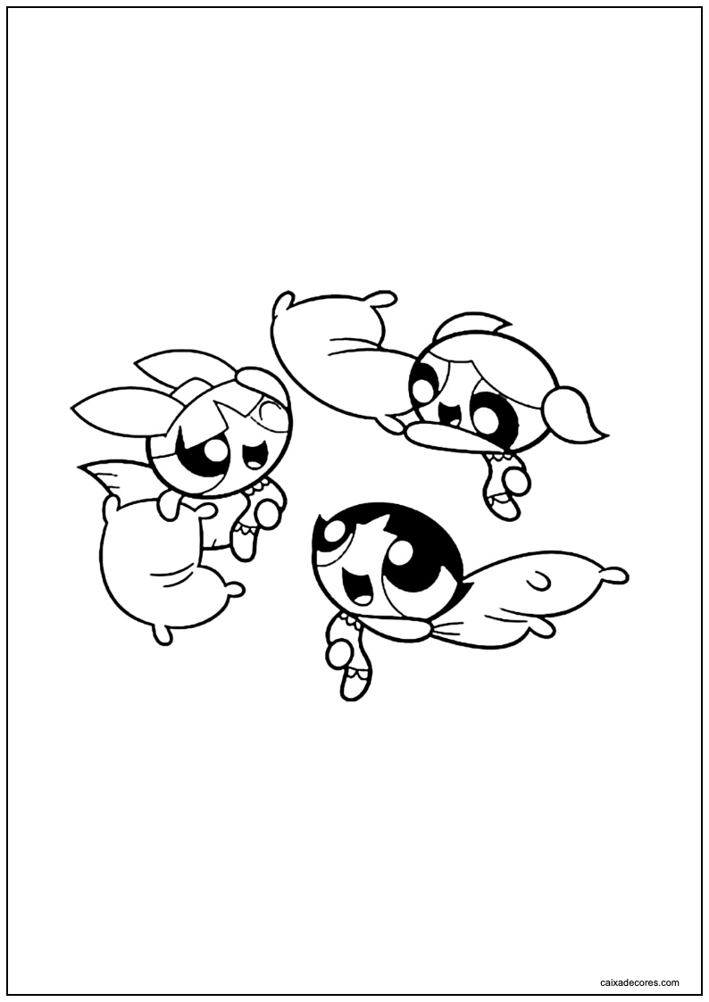 Desenho de as meninas superpoderosas jogando para colorir