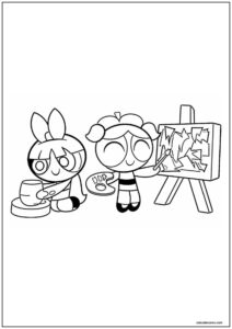 Desenho de lindinha e bolha de as meninas superpoderosas pintando para imprimir