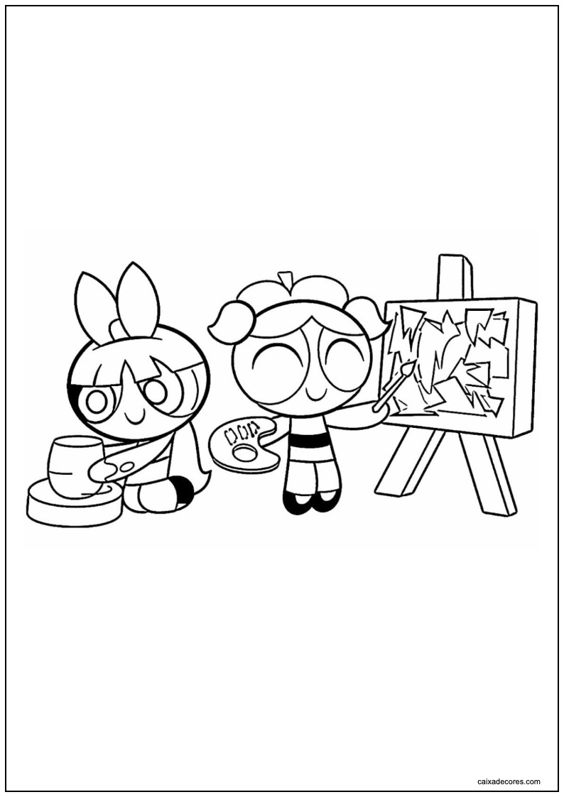 Desenho de lindinha e bolha de as meninas superpoderosas pintando para imprimir