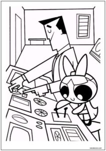 Desenho de pétala de as meninas superpoderosas com seu pai para imprimir
