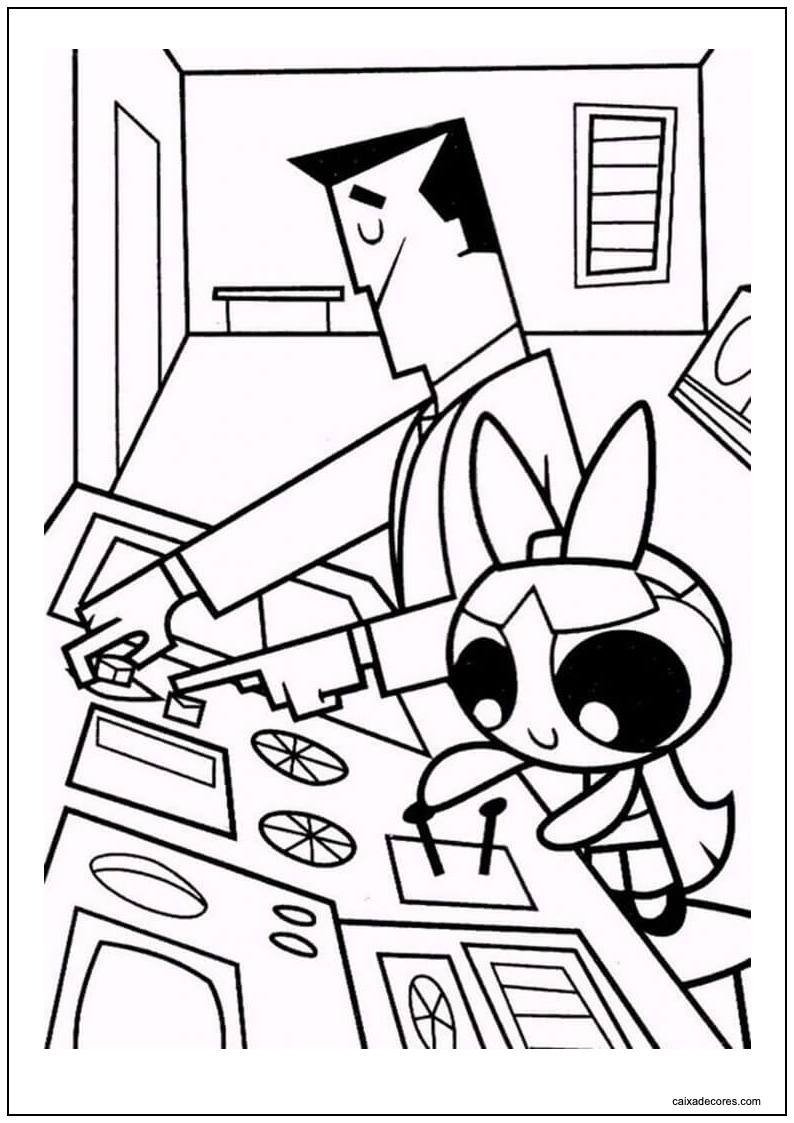 Desenho de pétala de as meninas superpoderosas com seu pai para imprimir
